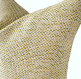 Lemon lime yellow and green woven tropical pillow cover for outdoor use