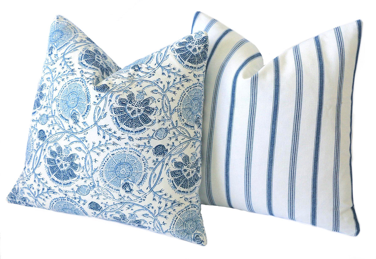 Art Flower Throw Pillow Covers Pack of 2 18x18 Inch (Blue