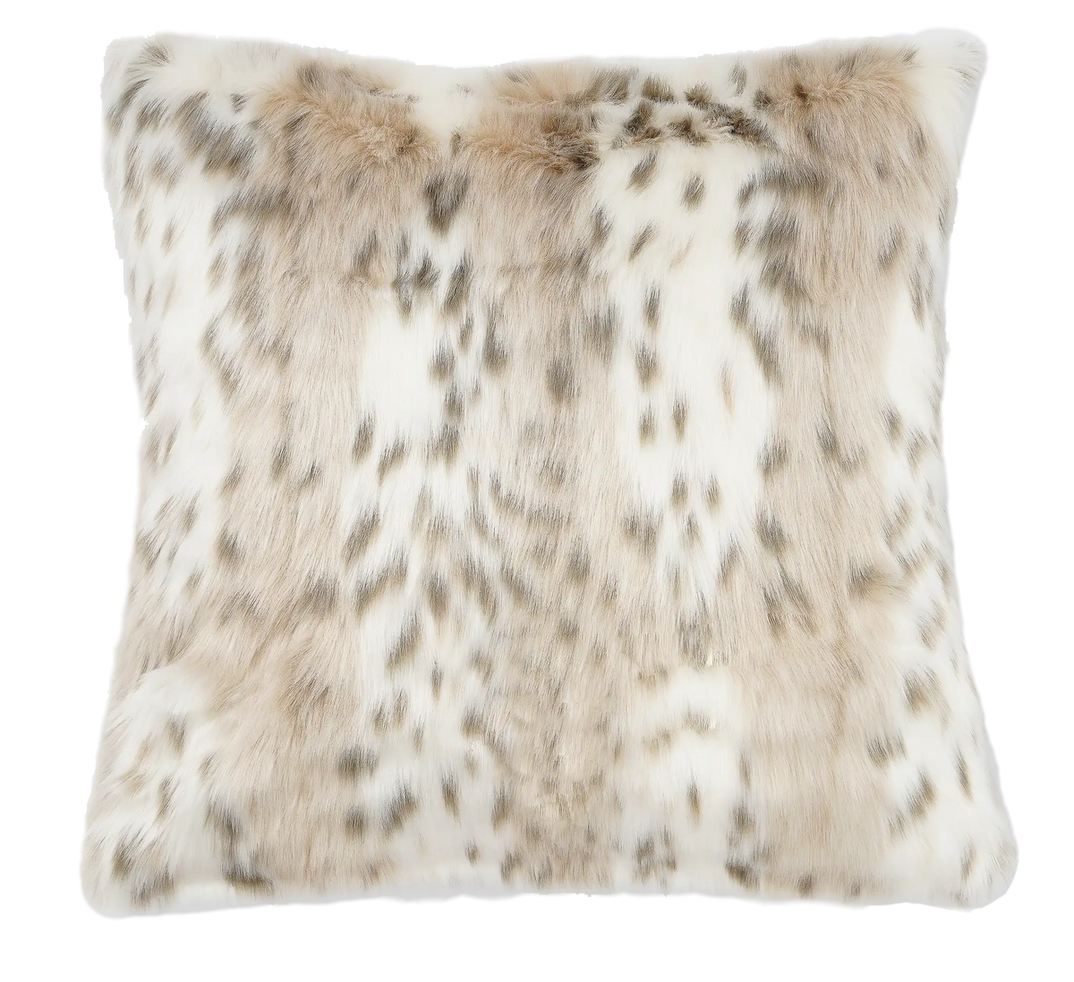 Leopard Faux Fur Pillow Cover in Cream Taupe Beige 20 x 20