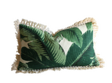 Banana Leaf pillow cover: Linen with Pom poms / Banana 18x18 / Hollywood Regency Pillow / Beverly Hills Banana Leaves Pillow Cover