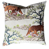 Prowl: Embroidered Tiger Pillow Cover / Japanese Decorative Pillow Cover / Chinoiserie Pillow Cover - Annabel Bleu