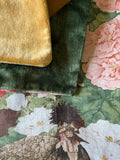 Sale: Set of Two Pillow Covers, Schumacher Floral Chickens & Gold Mohair - Annabel Bleu