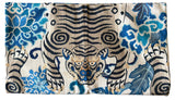 Sale: 12x21” Blue and Gray Tiger Floral Pillow Cover - Annabel Bleu