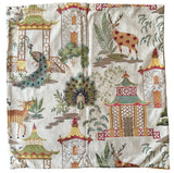 Sale: 24x24 Embroidered Orange and Red Pagoda Pillow Cover