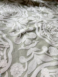 Sale: 24x24 Light Sage Green and White Embroidered Pillow Cover - Annabel Bleu