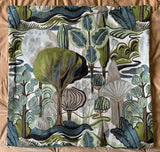 Sale: 22x22 Crewel Embroidered Tree Pillow Cover - Annabel Bleu