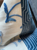 Schumacher Raleigh Embroidered Pillow Cover - Annabel Bleu