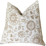 Indoor Outdoor Pillow Cover / Beige White Patio Pillow / Porch Pillow Cover / Outdoor 12x18 18x18 20x20 - Annabel Bleu