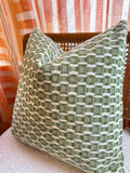 “Rhoda” Fern Green and Ivory Checked Velvet Épinglé Pillow Cover: Available in 10 Sizes