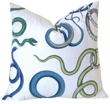 Schumacher Snake Pillow / Blue Green White Pillow Cover / Schumacher Snake Cushion Cover / Navy White Pillow Cover / Giove Pillow Cover