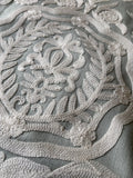 Sale: 24x24 Light Aqua Blue and White Embroidered Pillow Cover - Annabel Bleu
