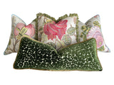 Bedroom Pillow Set: Schumacher Indian Arbre Pillows with Tassel and Velvet Piping Trim - Annabel Bleu