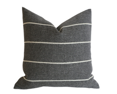 Grey Outdoor Pillow Cover / Stripe Outdoor Pillow cover / Gray or Navy Patio Pillow / Porch Pillow Cover / Outdoor 16x16 18x18 20x20 22x22 24x24