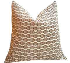 “Rhoda” Brown and Ivory Checked Velvet Épinglé Pillow Cover: Available in 10 Sizes