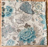 Sale: 24x24 Blue and Grey Floral Pillow Cover - Annabel Bleu