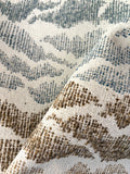 Sierra: Light Blue and Brown Jacquard Woven Outdoor Upholstery Fabric by the Yard / Mid Century Modern Fabric