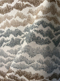 Sierra: Light Blue and Brown Jacquard Woven Outdoor Upholstery Fabric by the Yard / Mid Century Modern Fabric