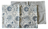 Sale: 12x18” Block Printed Floral Pillow Cover - Annabel Bleu