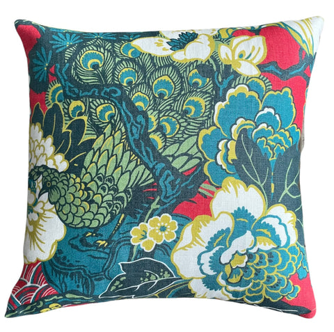 Sale: Schumacher Shanghai Peacock Pillow Cover, in Cinnabar