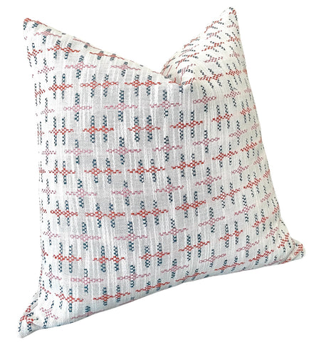 Sale: 20x20 Woven Pillow Covers / Coral Pink Blue Pillow Cover