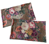 Sale: Pair of Brown Floral Lumbar Pillow Covers