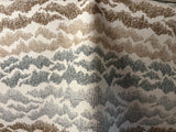 Sierra: Light Blue and Brown Jacquard Woven Outdoor Upholstery Fabric by the Yard / Mid Century Modern Fabric