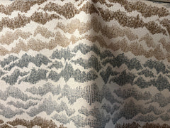 Sierra: Light Blue and Brown Jacquard Woven Outdoor Upholstery Fabric by the Yard / Mid Century Modern Fabric