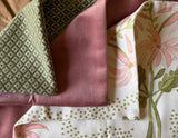 Sale: Set of three 12x21 Green and Pink Pillow Covers