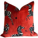 Red Zebra Cut Velvet Pillow Cover