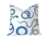 Schumacher Snake Pillow / Blue Green White Pillow Cover / Schumacher Snake Cushion Cover / Navy White Pillow Cover / Giove Pillow Cover