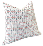 Sale: White, Blue, and Coral Lumbar Pillow Cover