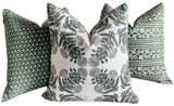 Moss Green Block Print Pillow Cover