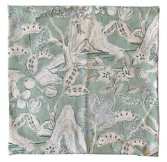 Sale: 22x22” Seafoam and Light Blue Hills Floral Pillow Cover