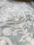 Sale: 24x24 Light Aqua Blue and White Embroidered Pillow Cover - Annabel Bleu