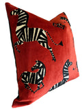 Red Zebra Cut Velvet Pillow Cover