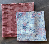 Sale: Pair of Pillow Covers, Schumacher Floral and Pleated Rose Velvet - Annabel Bleu
