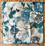 Sale: 22x22 Abstract Blue Floral Pillow Cover - Annabel Bleu