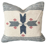 Swedish Folk Art Pillow Cover / Vintage Rug Pillow Cover 19x19” - Annabel Bleu