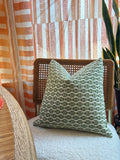 “Rhoda” Fern Green and Ivory Checked Velvet Épinglé Pillow Cover: Available in 10 Sizes
