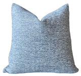 Blue and White Woven Pillow / Chenille Decorative Throw Pillow Cover / Denim Blue Heavy Woven Textured Pillow Cover - Annabel Bleu