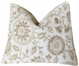 Indoor Outdoor Pillow Cover / Beige White Patio Pillow / Porch Pillow Cover / Outdoor 12x18 18x18 20x20 - Annabel Bleu