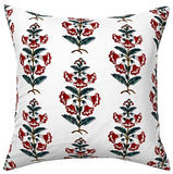 Spruce Berry Petunia Block Printed Canvas Pillow Cover: Available in 10 Sizes