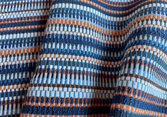 Pismo: Navy and Orange Jacquard Woven Outdoor Upholstery Fabric by the Yard