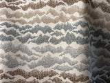 Sierra: Light Blue and Brown Jacquard Woven Outdoor Upholstery Fabric by the Yard / Mid Century Modern Fabric