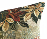 Verdure en Rose: Woven Tapestry Forest Pillow Cover with Optional Swiss Velvet Piping