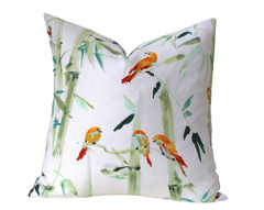 Chinoiserie Pillow / Aqua Orange 20x20 / 20x20 Cushion Cover / 20x20 Bamboo Pillow Cover / Green 20x20 Aqua / 20x20 Sofa Pillow Cover
