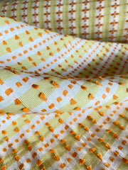 Textured Yellow and White Fabric / Stripe Upholstery / Drapery Fabric / Woven Yellow Fabric / Yellow Orange White Decor Fabric by the yard
