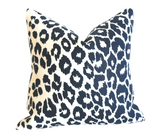 10 Sizes Available: Navy Iconic Leopard Decorative Pillow Cover, DOUBLE SIDED, Navy Iconic Leopard Schumacher Accent Pillow Cover