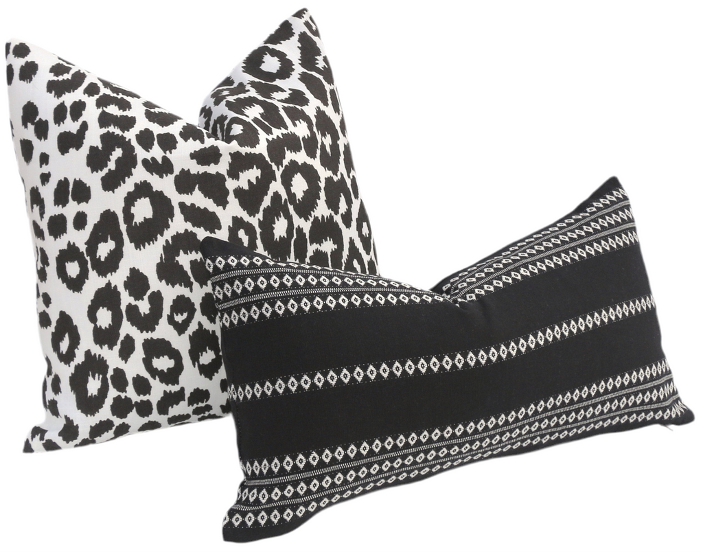 Aztec Stripe Pillow Black White Pillow Cover Designer Zipper Pillow Cover Bohemian lumbar Pillow cover Boho Mudcloth Cushion cover Annabel Bleu