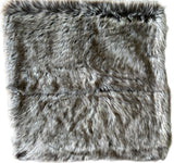 Sale: 20x20 Faux Grey Wolf Fur Pillow Cover - Annabel Bleu